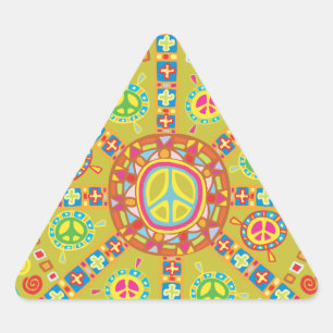 Pegatina Triangular Diseño de Símbolos de Paz