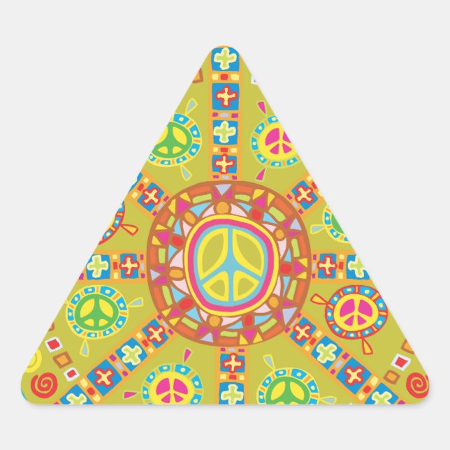 Pegatina Triangular Diseño de Símbolos de Paz (Anverso)