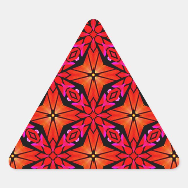 Pegatina Triangular Diseño de Starburst Rojo (Anverso)