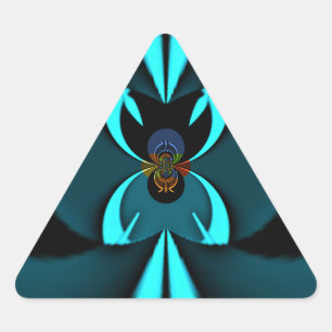 Pegatina Triangular Diseño de vector de cian y negro de vanguardia imp