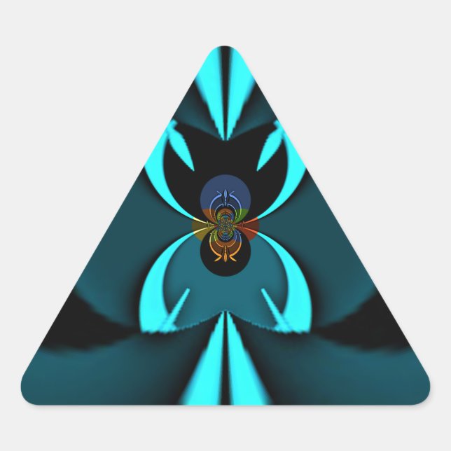 Pegatina Triangular Diseño de vector de cian y negro de vanguardia imp (Anverso)