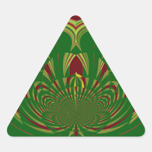 Pegatina Triangular Diseño del modelo floral verde étnico africano