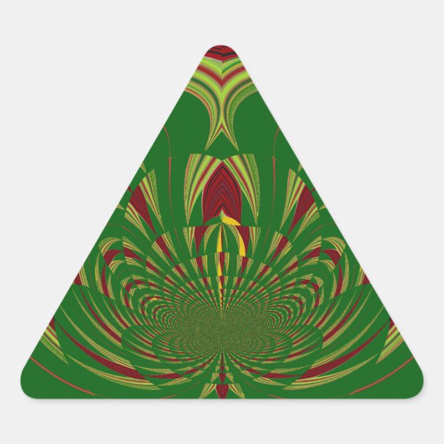 Pegatina Triangular Diseño del modelo floral verde étnico africano (Anverso)