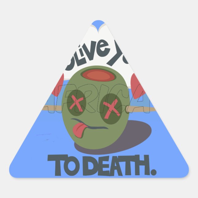 Pegatina Triangular Diseño divertido de la cara de "Olive My Heart" (Anverso)