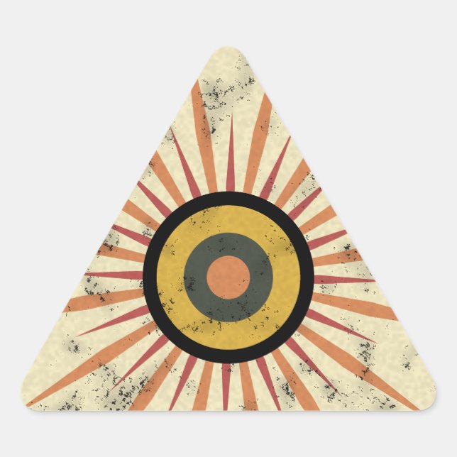 Pegatina Triangular Diseño Retro Boho de Estallido Solar (Anverso)