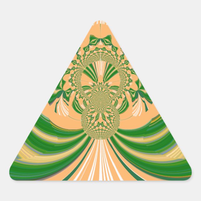 Pegatina Triangular Diseño verde amarillo. (Anverso)