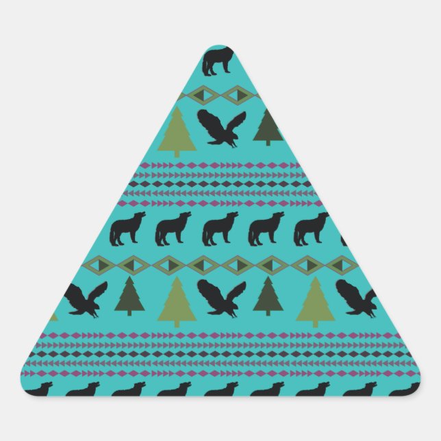 Pegatina Triangular Diseños nativos americanos (Anverso)