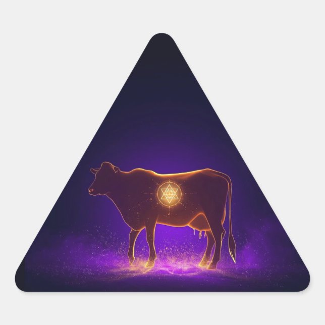 Pegatina Triangular Divine Cow Silhouette | Govardhan Puja Spiritual (Anverso)