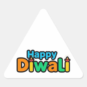 Pegatina Triangular Diwali – El Colorido Festival de Luz y Alegría