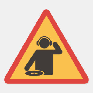 Pegatina Triangular DJs en peligro en el trabajo