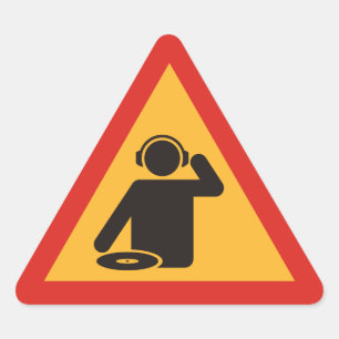 Pegatina Triangular DJs en peligro en el trabajo