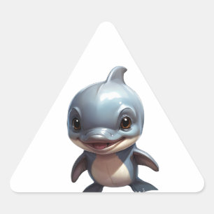 Pegatina Triangular Dolphin chibi