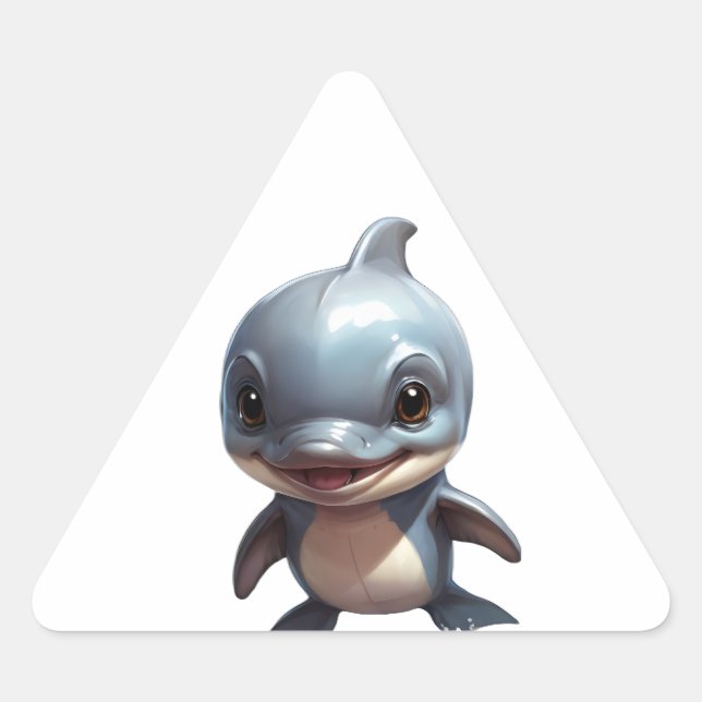 Pegatina Triangular Dolphin chibi (Anverso)