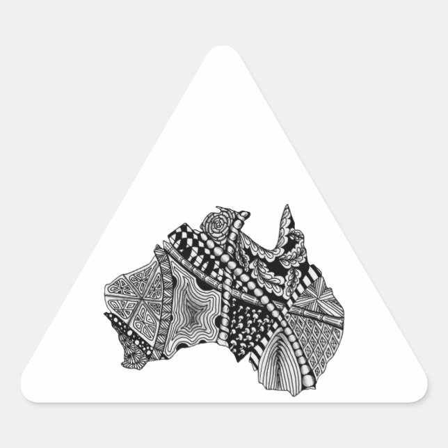 Pegatina Triangular Doodle de mapas de Australia (Anverso)