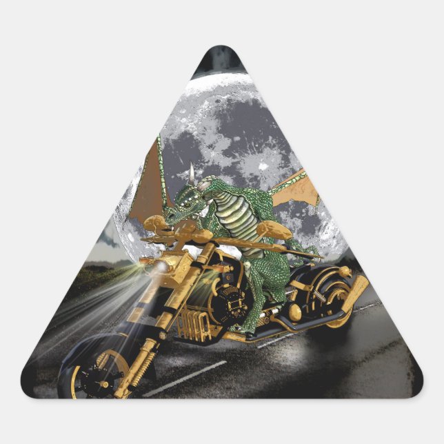 Pegatina Triangular Dragón de carreras de arrastre y arte de fantasía  (Anverso)