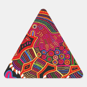Pegatina Triangular Dragón Kuna indio amigable Mola