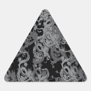 Pegatina Triangular Dragones grises de Ying Yang