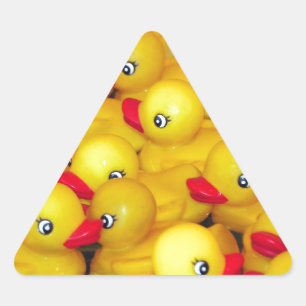 Pegatina Triangular Duckies de goma amarillos lindos