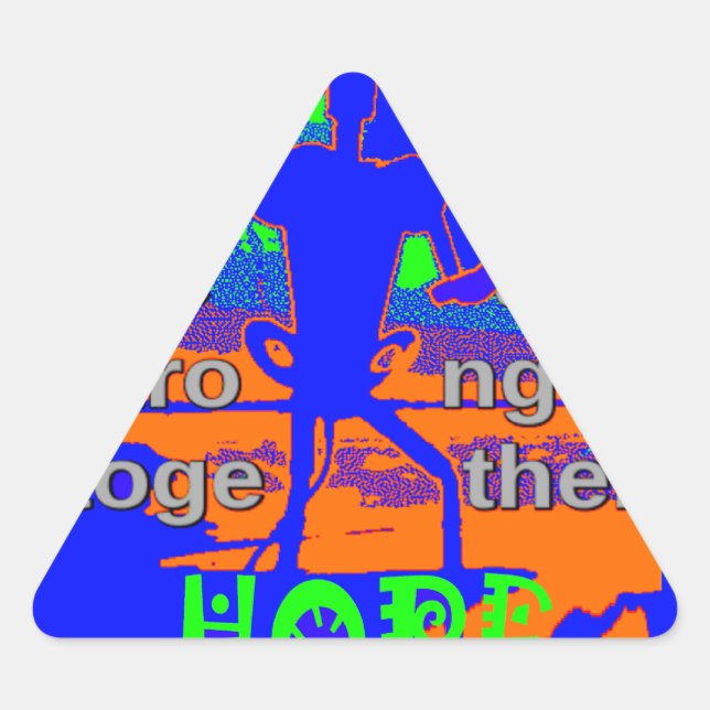 Pegatina Triangular EEUU Espero Fuerte Juntos - Un Tapiz Patriótico (Anverso)