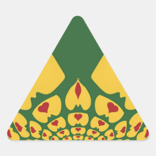 Pegatina Triangular El amor en los colores rastas: Corazones de reggae