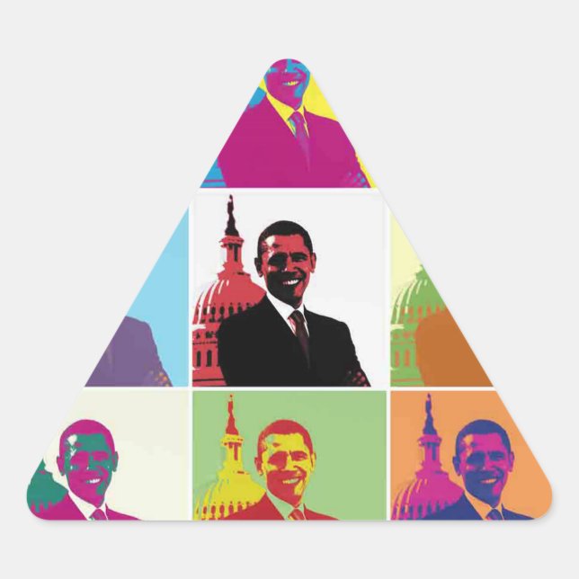 Pegatina Triangular El arte pop del presidente Obama (Anverso)