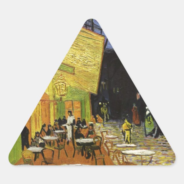 Pegatina Triangular El café nocturno de Van Gogh (Anverso)