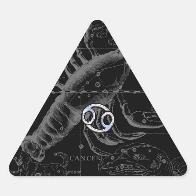Pegatina Triangular El cromo tiene gusto de la constelación Hevelius (Anverso)