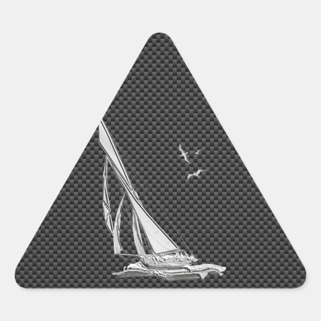 Pegatina Triangular El cromo tiene gusto del velero en fibra de (Anverso)
