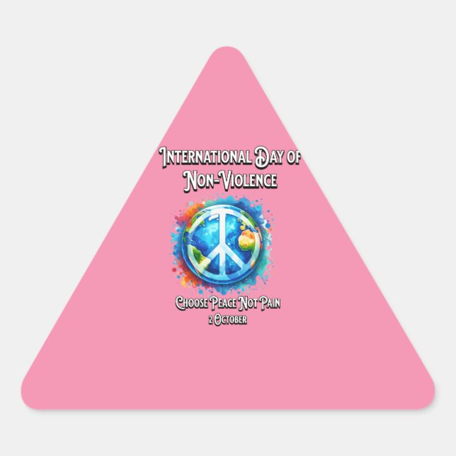 Pegatina Triangular El Día Internacional de la No Violencia. Paz. (Anverso)