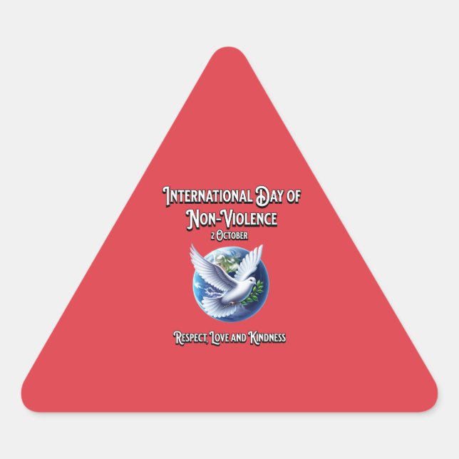Pegatina Triangular El Día Internacional de la No Violencia. Respeto. (Anverso)