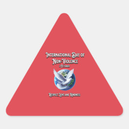 Pegatina Triangular El Día Internacional de la No Violencia. Respeto.