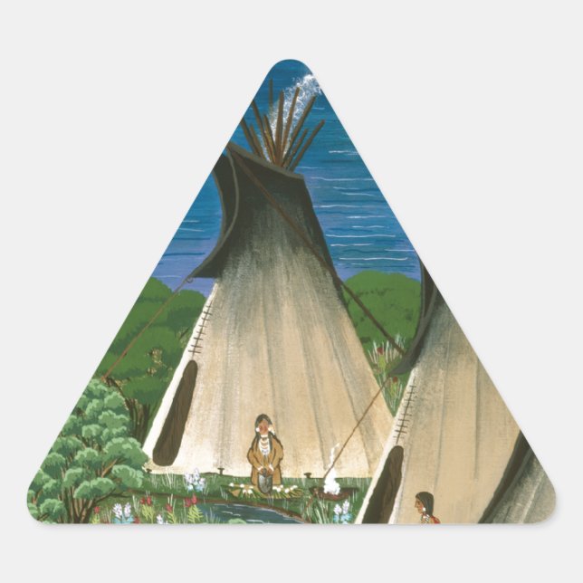 Pegatina Triangular El lago Nez Perce ~ Wallowa (Anverso)