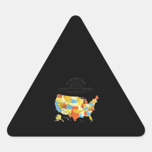 Pegatina Triangular El Mapa de los 63 Parques Nacionales de Estados Un