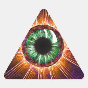 Pegatina Triangular El otro arte fractal visual de Tesla