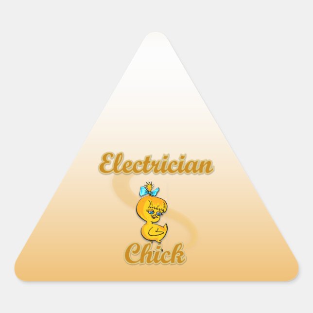 Pegatina Triangular Electrician Chick (Anverso)