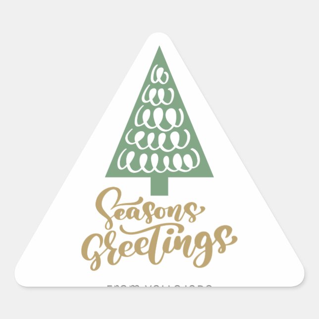 Pegatina Triangular Elegantes Navidades de Personalizable saludo de te (Anverso)