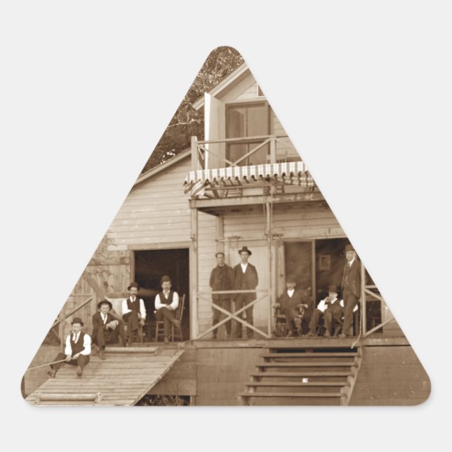 Pegatina Triangular Elgin de pesca Men Club Fox River Club de los años (Anverso)