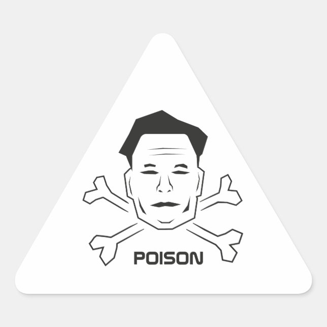 Pegatina Triangular Elon Poison, Anti Elon Musk (Anverso)