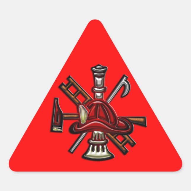 Pegatina Triangular Emblema del Departamento de Bomberos y Rescate (Anverso)
