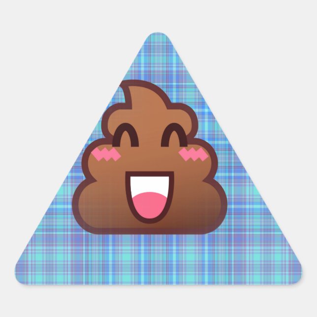Pegatina Triangular emoji de caca de plaid (Anverso)