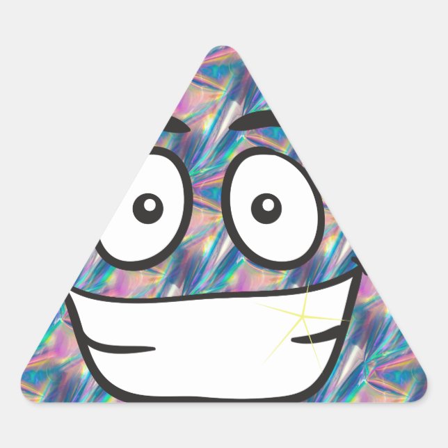 Pegatina Triangular emoji de caca holográfica (Anverso)