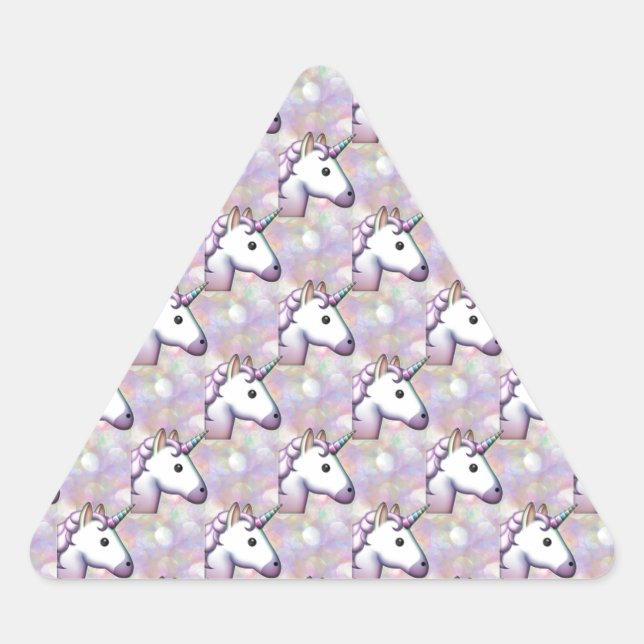 Pegatina Triangular emoji de holograma unicornio (Anverso)