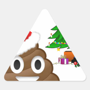 Pegatina Triangular emoji de poo de navidades