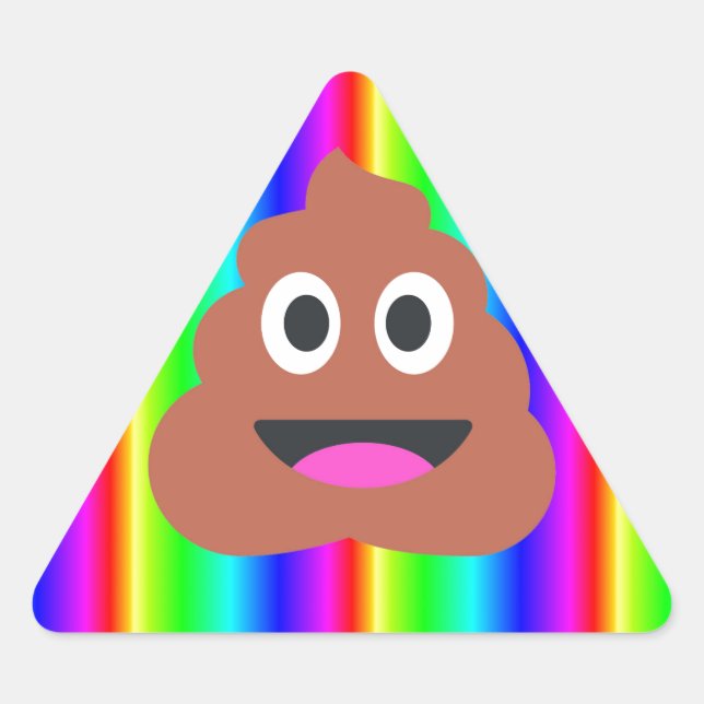 Pegatina Triangular emoji de popó arco iris (Anverso)