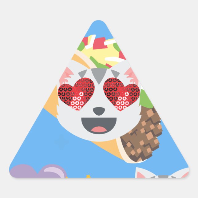Pegatina Triangular emoji de taco cat (Anverso)