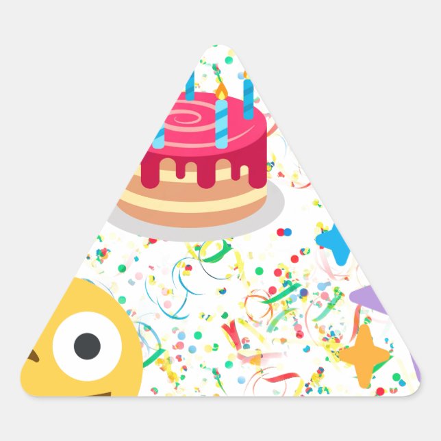 Pegatina Triangular emoji feliz de cumpleaños (Anverso)