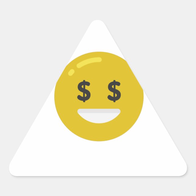 Pegatina Triangular emoji ocular de dinero (Anverso)