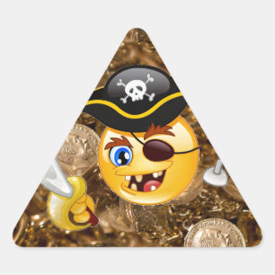 Pegatina Triangular emoji pirata del tesoro