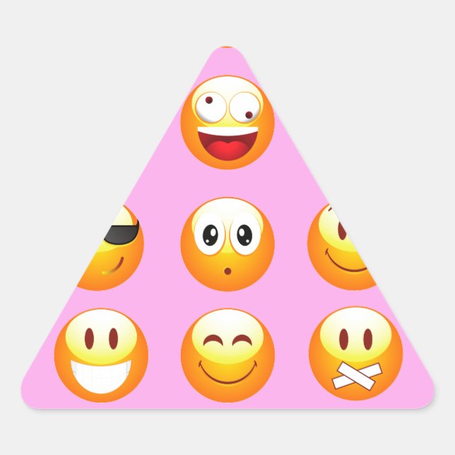 Pegatina Triangular emoji rosa pastel (Anverso)