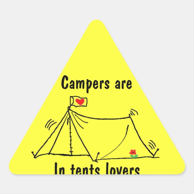 Pegatina Triangular En las carpas los amantes son intensos (Anverso)